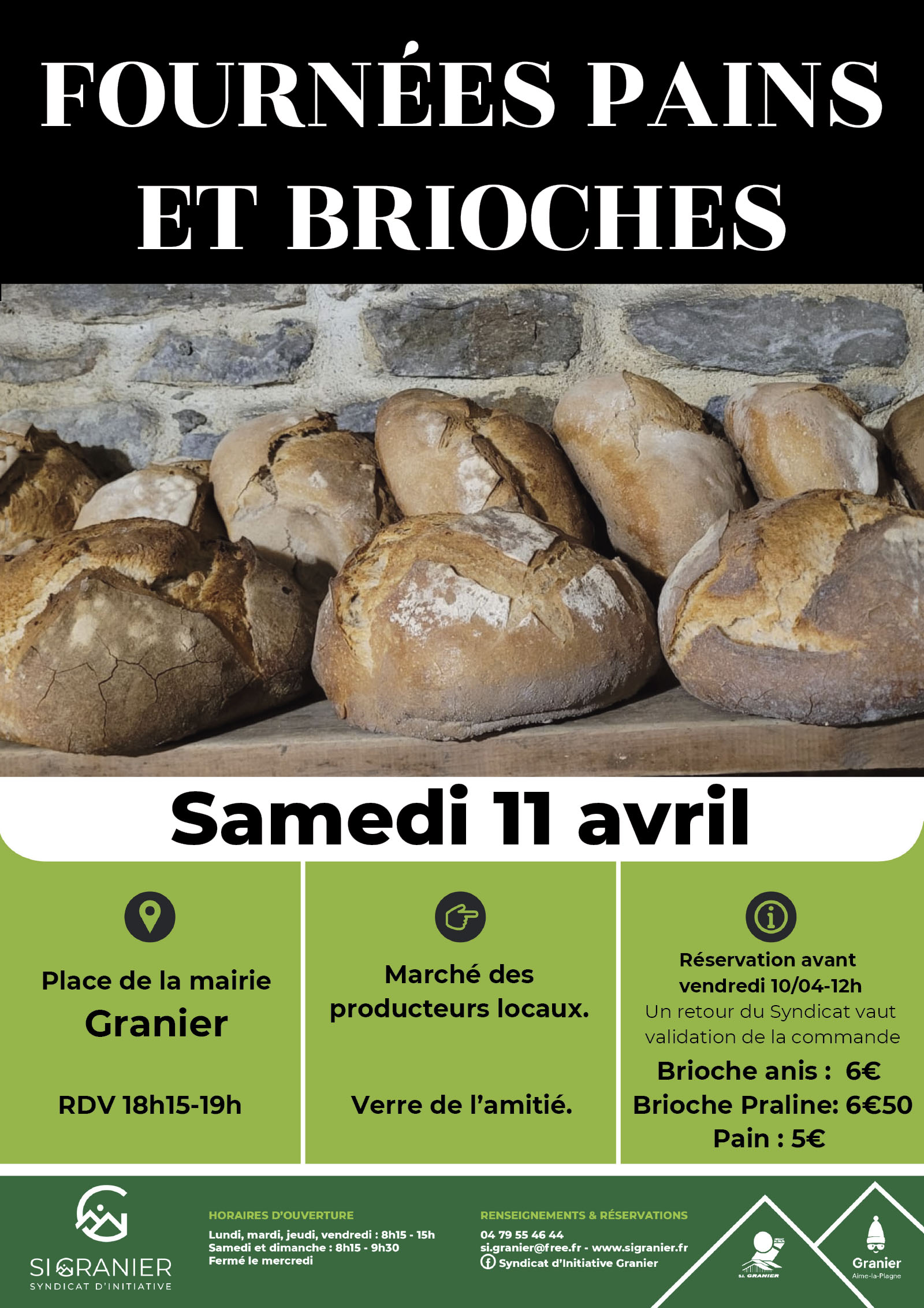 Fournées pains et brioches 11 avril 2026