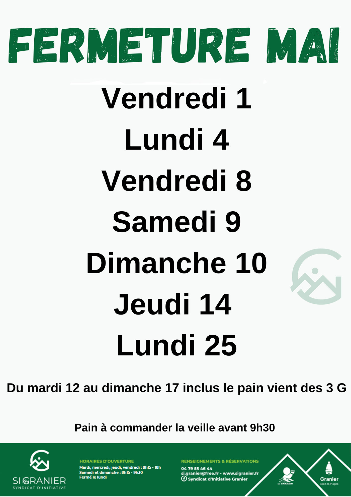 Fermeture mai 2026